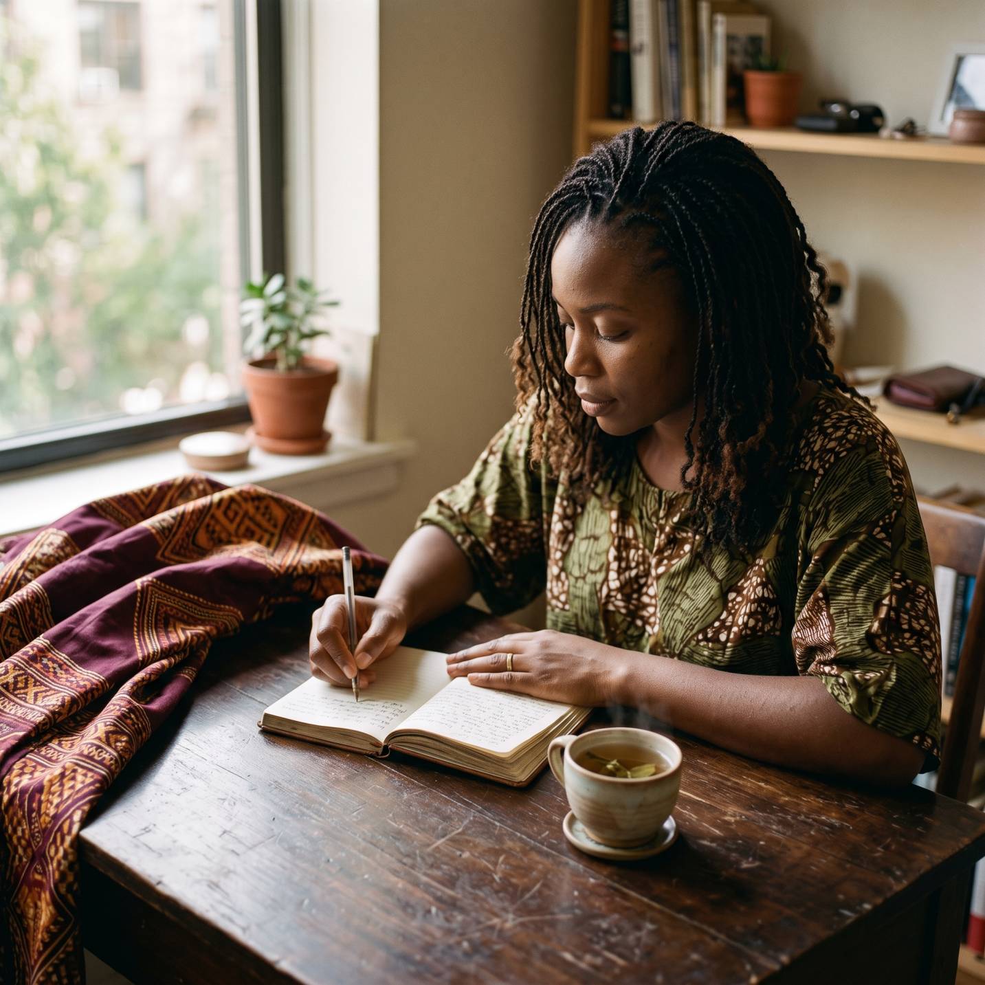 Ngozi writing in her journal
